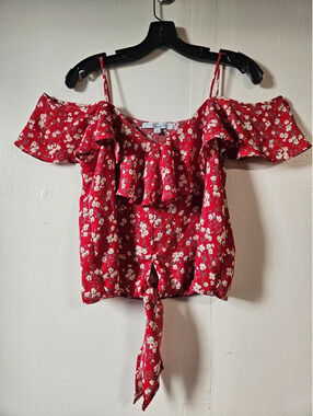 Sweet Rain red size small strapped crop top boho whimsical festival croquette